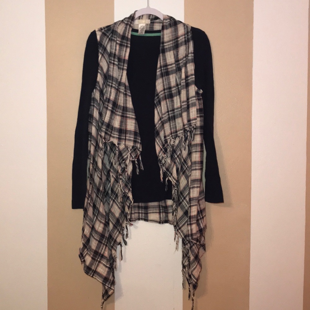 Plaid Fringe Vest
